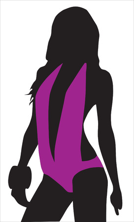 Abstraction. A silhouette of the girl in a lilac bathing suitのイラスト素材
