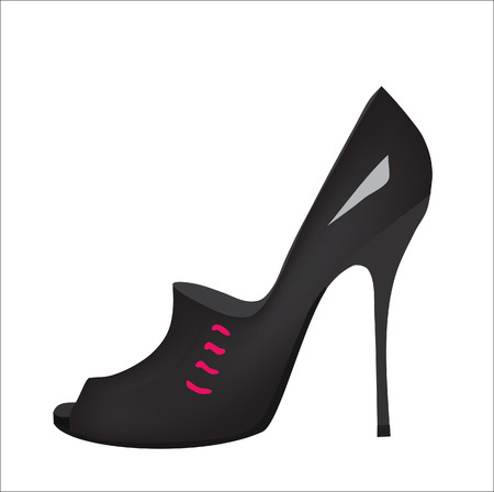 The sample. Design of a black female shoe with pink stripsのイラスト素材
