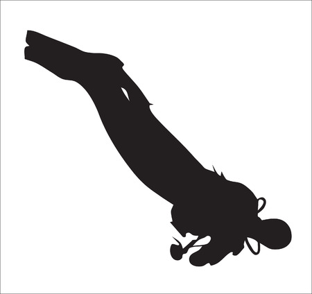 Background. Abstraction. A silhouette of the skin-diver under waterのイラスト素材