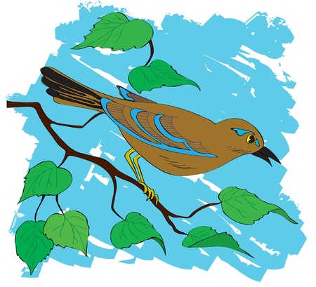 Beautiful bird on a branch with leaves.のイラスト素材