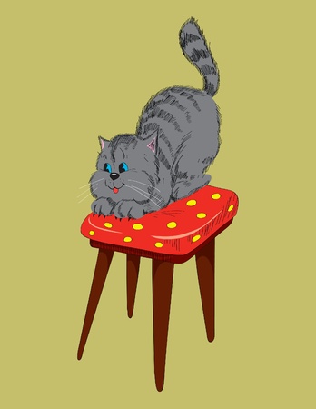 Cheerful gray cat on a chair.のイラスト素材