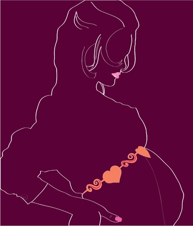 Silhouette of the beautiful pregnant girl.のイラスト素材