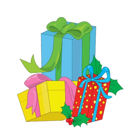 Color New Year's and Christmas gifts.のイラスト素材