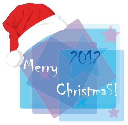 Christmas card with a cap of Santa Claus.のイラスト素材