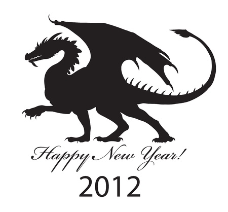 Silhouette of a black dragon of 2012.のイラスト素材