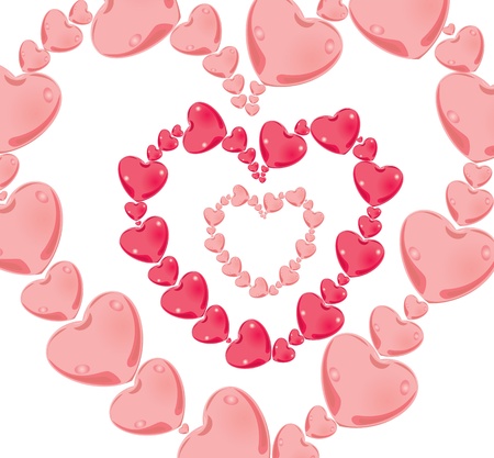 Pink hearts in an image of heartのイラスト素材