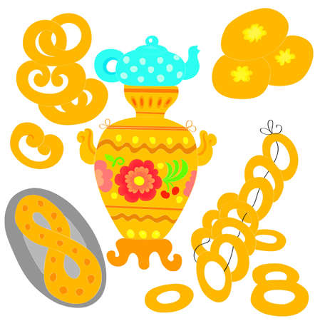 Samovar with a teapot and a batchのイラスト素材