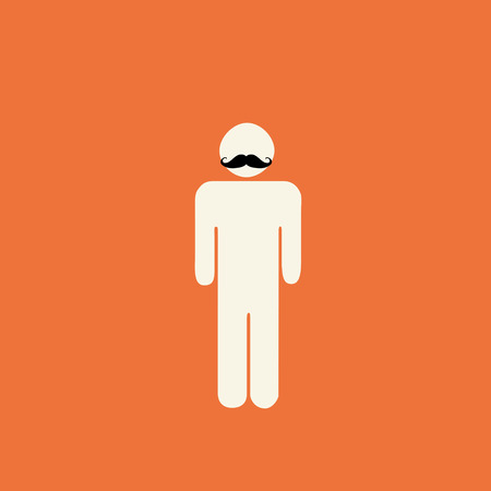 Movember prostate cancer awareness - stick figure with mustache on orange background.の写真素材