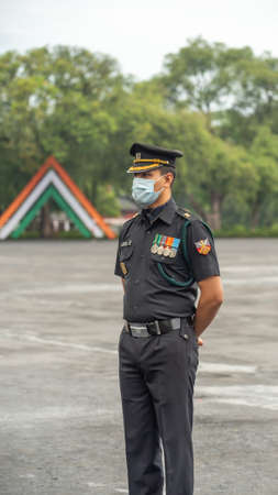 Dehradun, Uttarakhand India August 15, 2021. An Indian army officer at passing out parade after 18-month tough training at Indian Military Academy IMA. High-quality Apple prores 4k slow motion.のeditorial素材
