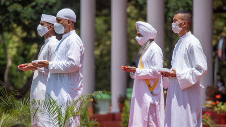Dehradun, Uttarakhand India August 15, 202. All religious priests praying at Indian army officers passing out parade at Indian Military Academy IMA.のeditorial素材