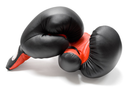 Pair of boxing gloves isolated on a white background.の写真素材