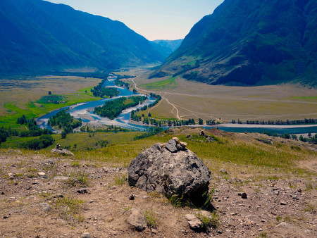 Mountains and riverの写真素材
