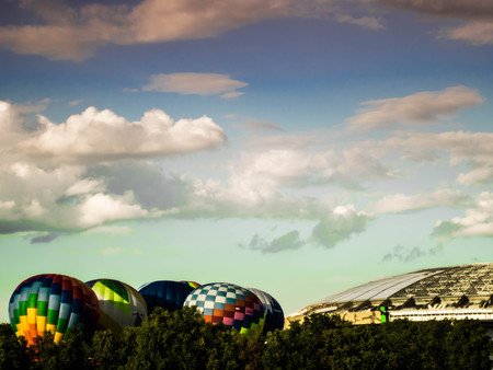 Landscape with balloonsの写真素材