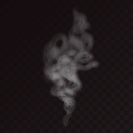 Smoke vector texture, isolated on transparent background. Beautiful soft cigarette effect, real transparency. Smooth white gray smoke, cloudy smoke concept for design projects.のイラスト素材