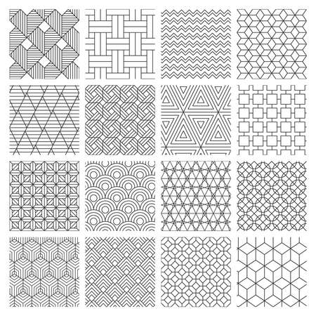Geometric seamless background. Striped graphics texture, maze decorative pattern, geometric backdrop. Abstract vector background illustration set. Geometric rhombus and zig zag monochrome geometricalのイラスト素材