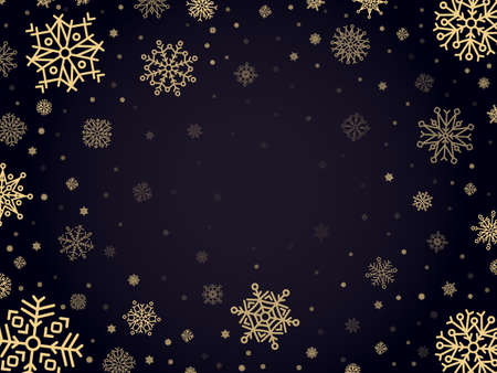Snow frost backdrop. Snowflakes winter frame, xmas holiday snowed frost border, cold silver snowflake vector background illustration. Christmas snowflake for greeting composition cardのイラスト素材