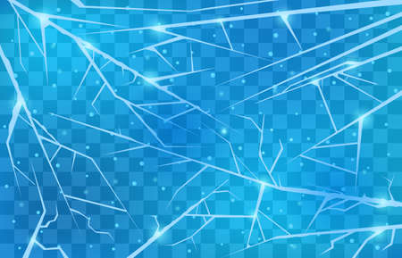 Frozen ice surface. Cracked winter snowy arctic ice, broken textured glass backdrop, cold frozen scratched surface vector background illustration. Texture with crevice or frosty ice rinkのイラスト素材