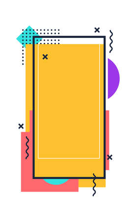 Template colored frame for social media, memphis design. Vector frame for photo, futuristic style background, modern shape profile for content story illustrationのイラスト素材