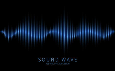 Abstract sound wave. Electromagnetic oscillation, music waveform, radio and voice waves. Modern electronic soundtrack technology vector background. Illustration sound radio equalizerのイラスト素材