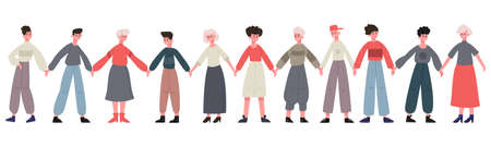 Friends standing together. Group of happy friends holding hands, happiness and friendship. Smiling...