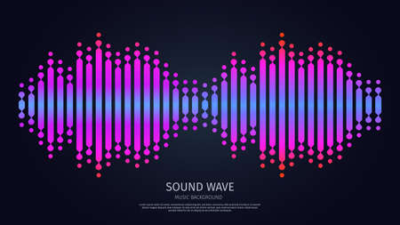 Sound wave equalizer. Music digital waveform technology background. Electronic purple light...