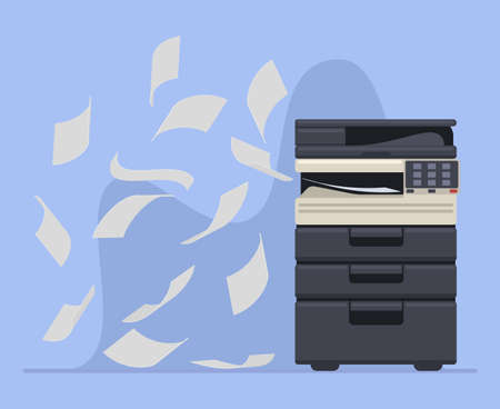 Office professional copier or printer printing documents. Printer office work multifunction printing...