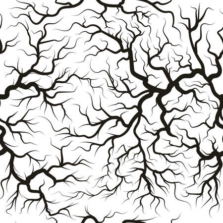 Root system seamless pattern, underground plant silhouette. Branched black trees or plants roots...