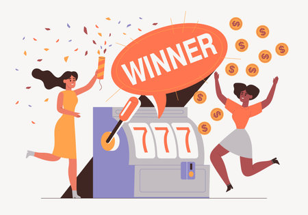 Woman playing casino gambling poker online winnerのイラスト素材