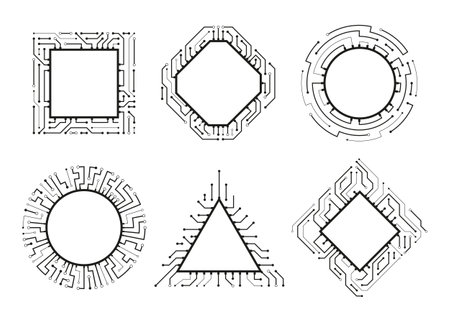 Microchip frame of technology, chip circuit computerのイラスト素材
