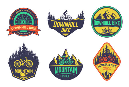 Mountain bikes badge of bicycle mountain emblemのイラスト素材
