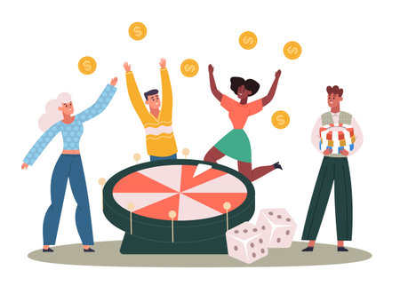 People playing casino gambling. Luck chance, gambleのイラスト素材
