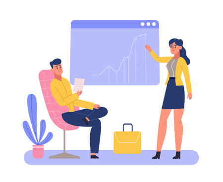 Employees analyzing finance. Office workers make projectsのイラスト素材