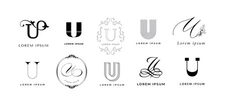 Creative U emblem. Letter u monogram for modern urban or unicrorn company branding template. Business name initial vector icon setのイラスト素材