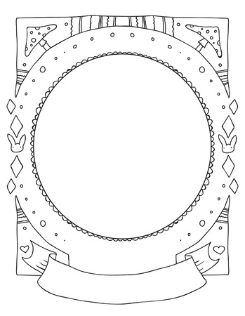 Vector Hand Drawn Doodle Border Frame.のイラスト素材