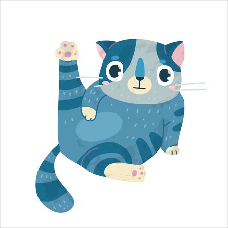 stock illustration with cute cat, hand drawn style. Cozy mood, hygge concept. Sample element for greeting card, posters, social media posts and scrapbooks.のイラスト素材