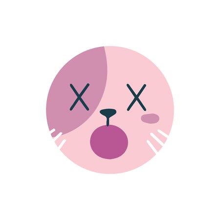 Highlights Stories cover, avatar, emoji: surprised and shock. Cute funny cat face. Cartoon animal muzzle isolated on white background. Flat vector illustration, hand drawn style. Editable icon.のイラスト素材