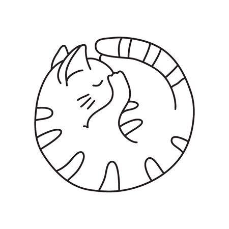 Vector stock illustration with single object: animal, hand drawn, doodle style. Sample element isolated on white. Line contour, outline.のイラスト素材