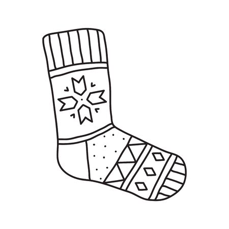Vector stock illustration with single object, knitting, hand drawn, doodle style. Sample element isolated on white. Line contour, outline.のイラスト素材
