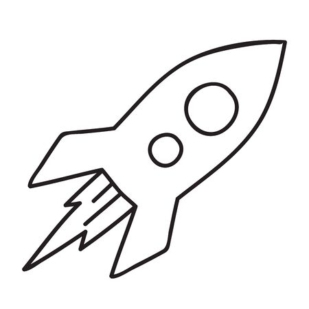 Vector stock illustration with single object, space theme, hand drawn, doodle style. Sample element isolated on white. Line contour, outline.のイラスト素材