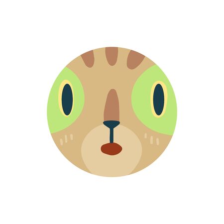 Highlights Stories cover, avatar, emoji: amazement and surprised. Cute funny cat face. Cartoon animal muzzle isolated on white background. Flat vector illustration, hand drawn style. Editable icon.のイラスト素材