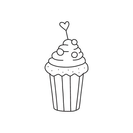 Vector stock illustration with single object: food, hand drawn, doodle style. Sample element isolated on white. Line contour, outline.のイラスト素材