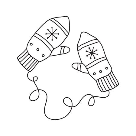 Vector stock illustration with single object, knitting, hand drawn, doodle style. Sample element isolated on white. Line contour, outline.のイラスト素材