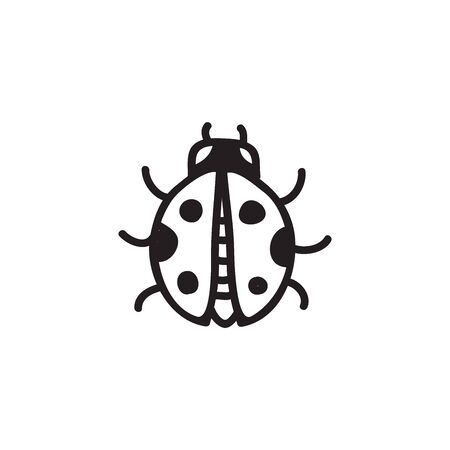 Vector stock illustration with single object: insects, hand drawn, doodle style. Sample element isolated on white. Line contour, outline.のイラスト素材