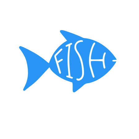 Fish sign. Healthly food concept icon. Simple element isolated on white background. Flat cartoon vector illustrationのイラスト素材