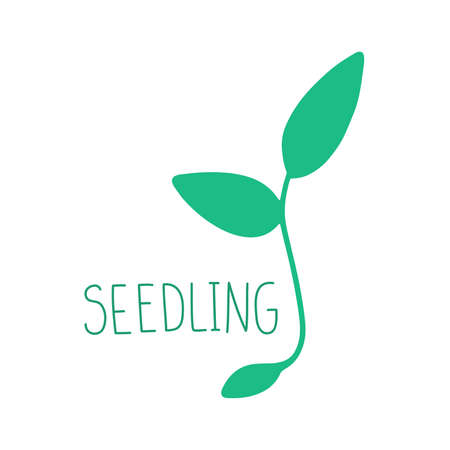 Seedlings sign.Healthly food concept icon. Simple element isolated on white background. Flat cartoon vector illustration, hand drawn style.のイラスト素材