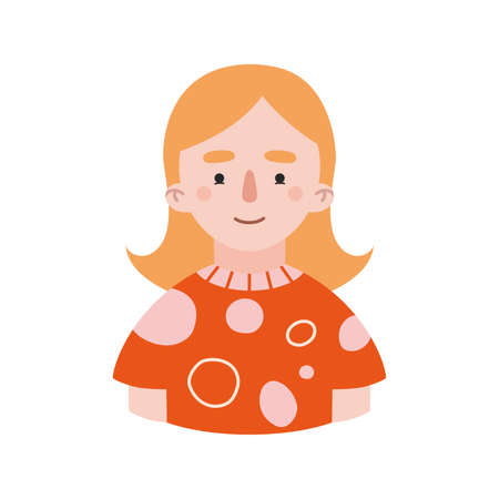 Portrait of a girl with blonde hair, pale skin. young woman avatar. Colored vector illustration, cartoon style character, flat design, isolated.のイラスト素材