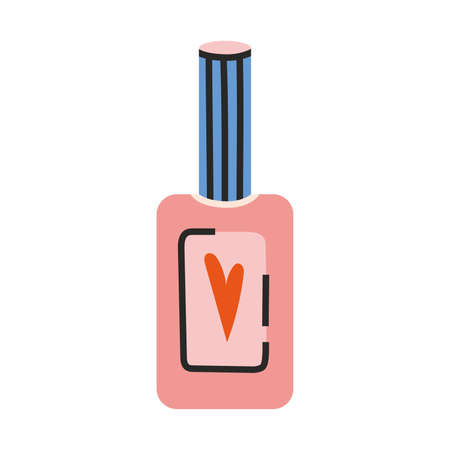 Nail polish bottle, cartoon style. Hand drawn, flat design. Trendy modern vector illustration isolated on white background.のイラスト素材