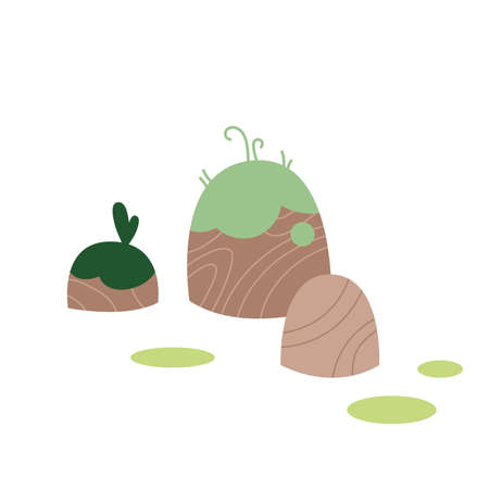 Picture of nature with mound, cartoon style. Trendy modern vector illustration, hand drawn, flat design. All elements are isolated.のイラスト素材
