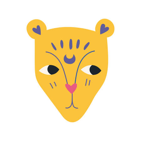 Leopard muzzle, cartoon style. Trendy modern vector illustration isolated on white background, hand drawn, flat design.のイラスト素材