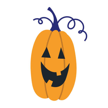 Cute Halloween Pumpkin, cartoon style. Trendy modern vector illustration isolated on white background, hand drawn, flat design.のイラスト素材